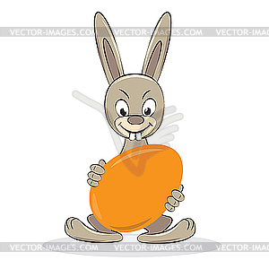 Cartoon Funny Easter Rabbit With Egg   Vector Clipart