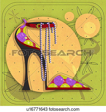 Drawing   High Heel Shoe With Pearls  Fotosearch   Search Clipart