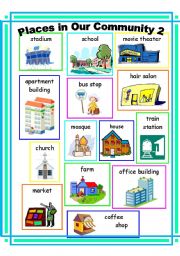 Vocabulary Worksheets   Places   Places In Our Community 2