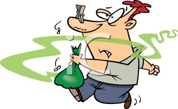 3017 5247 Cartoon Of A Guy Taking Smelly Garbage Out Clipart Image