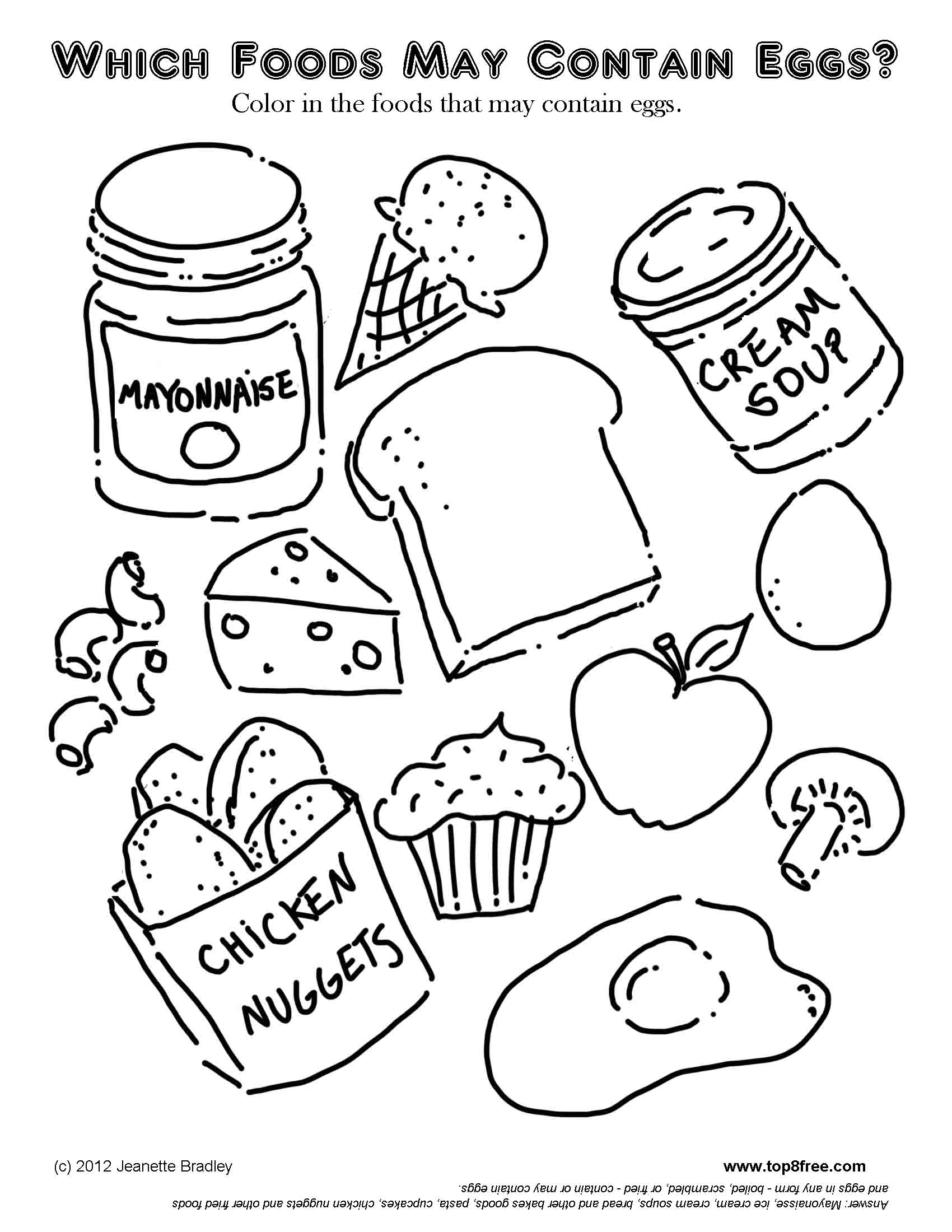 Egg Foods Coloring Page