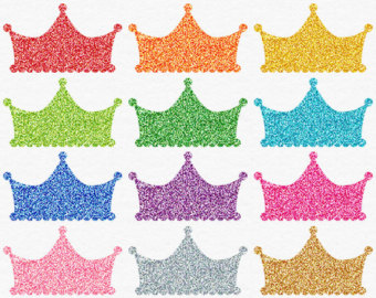 Glitter Crown Clip Art Digital Crown Clipart Princess Party Pink