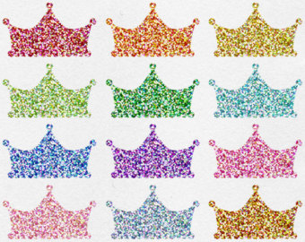 Glitter Crown Clip Art   Sparky Crown Shapes   Princess Party Clipart