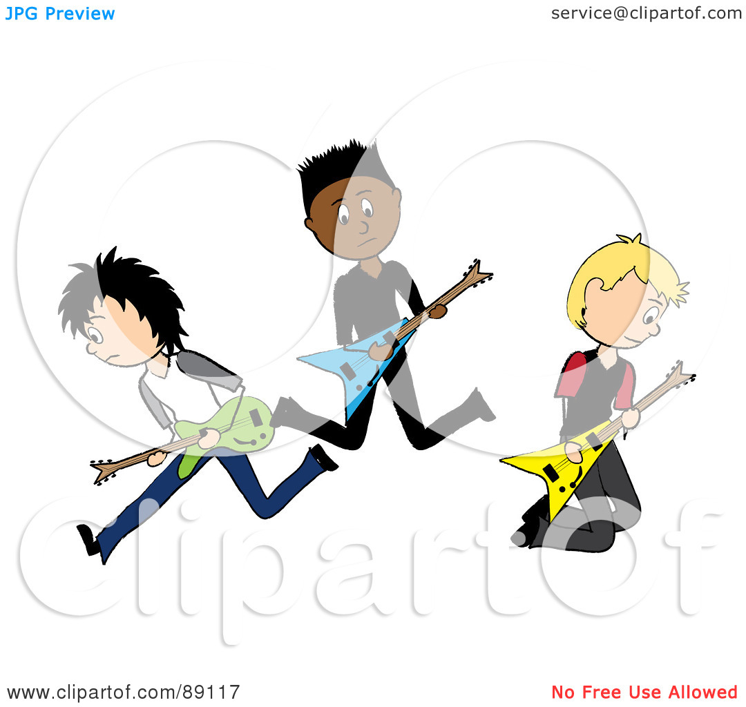 Group Of Three Male Guitarists In A Rock Band By Pams Clipart  89117