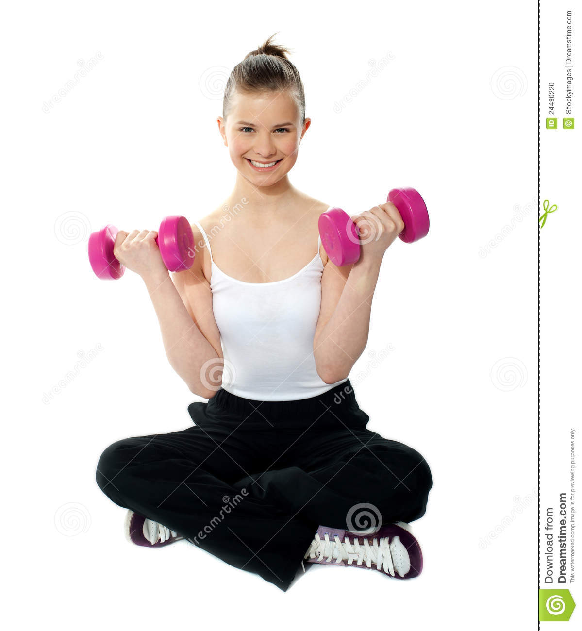 Young Girl Lifting Weights Stock Photo   Image  24480220