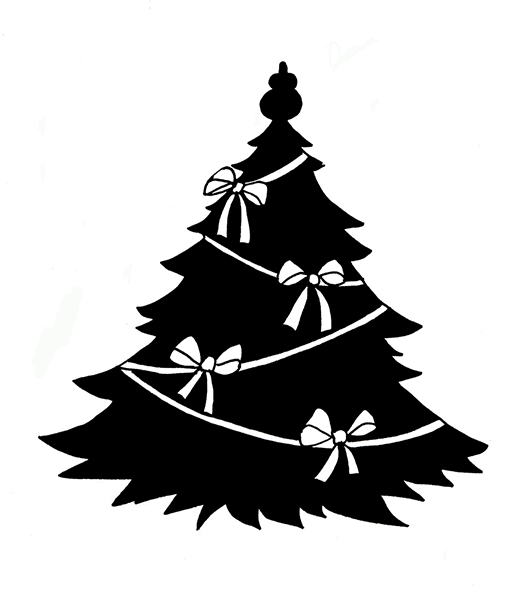 Christmas Silhouettes Black Christmas Tree With White Ribbons Jpg