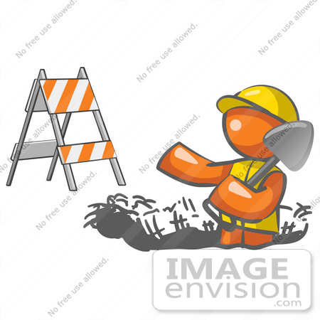 Hardhat Digging In The Road At A Construction Site By Jester Arts