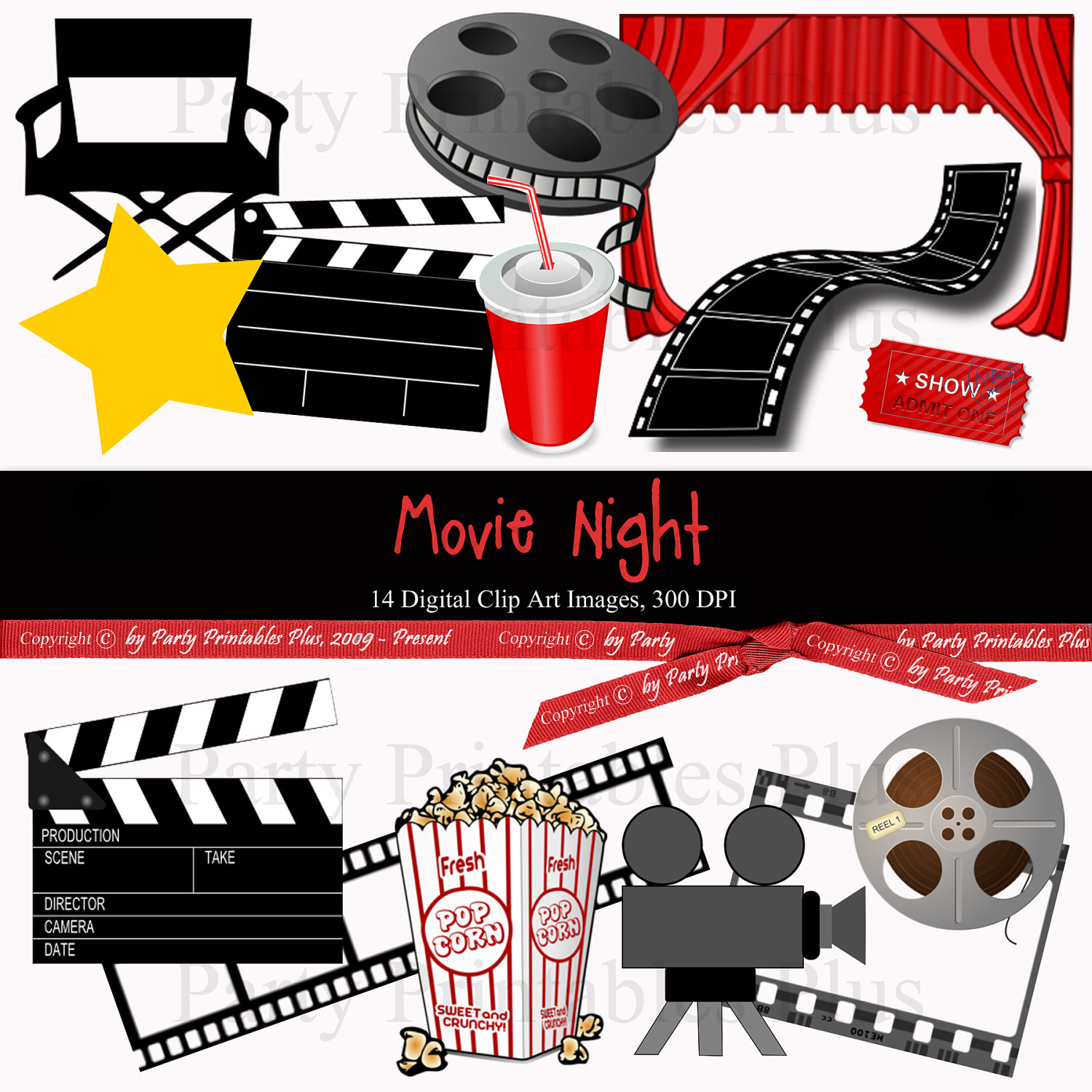Items Similar To Movie Theme Night Digital Clip Art Graphics Instant