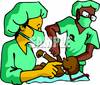 Royalty Free Clipart Image  A Doctor And A Nurse Wearing Masks And