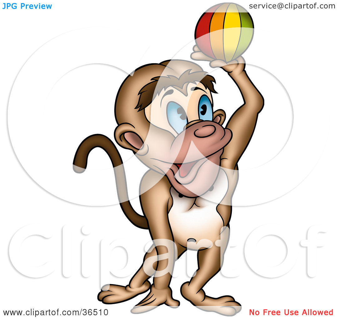 Clipart Illustration Of A Playful Blue Eyed Monkey Catching Or
