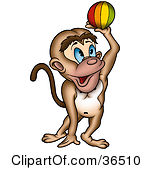 Clipart Illustration Of A Rear View Of A Sitting Gray Monkey Showing