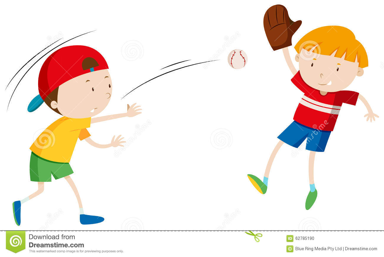Two Boys Throwing And Catching Ball Stock Illustration   Image