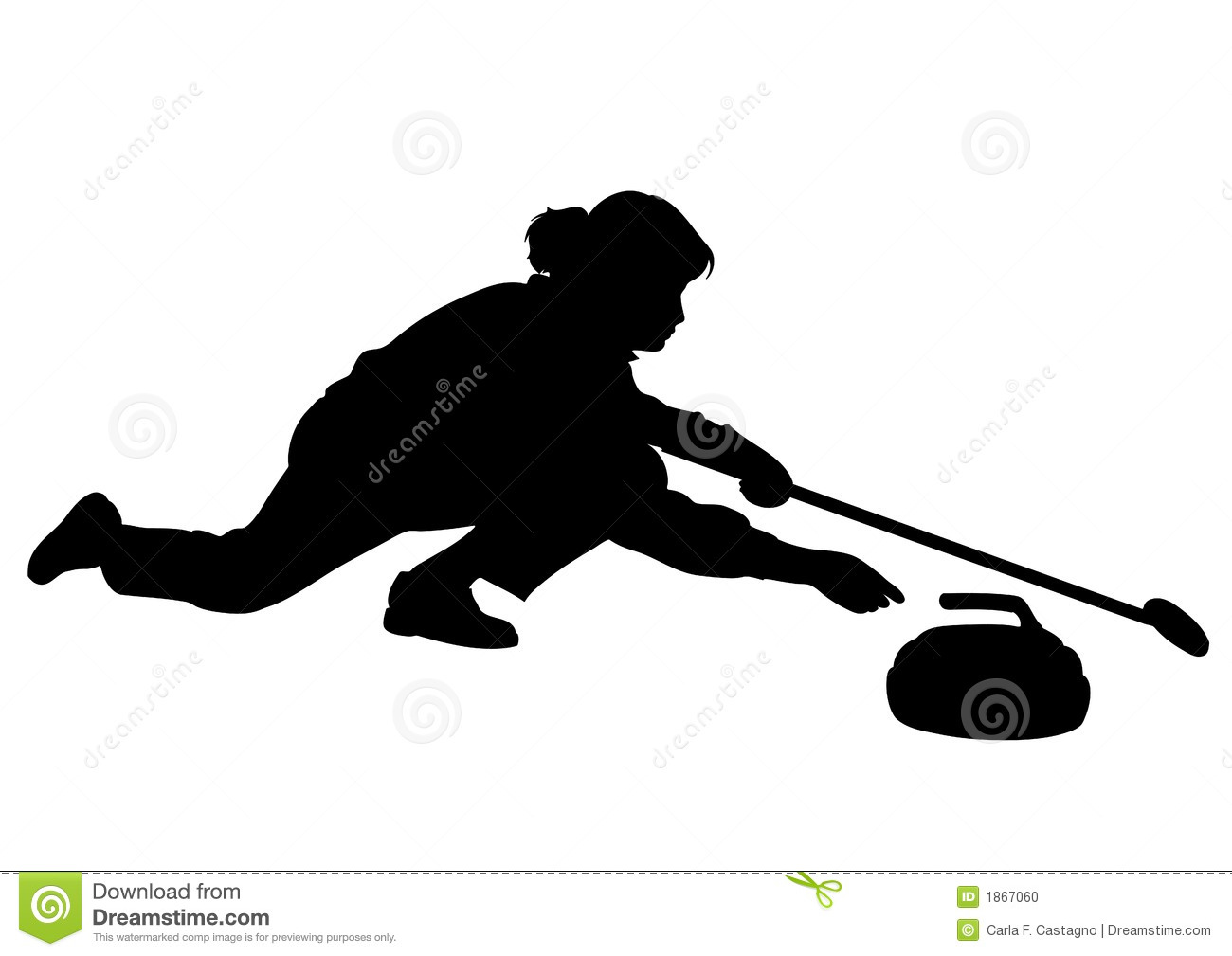 An Isolated Woman Playing Curling With Stone And Broom  Vector Icon