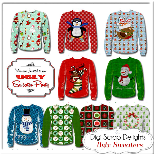 Christmas Clip Art Ugly Sweaters Red Green By Digiscrapdelights