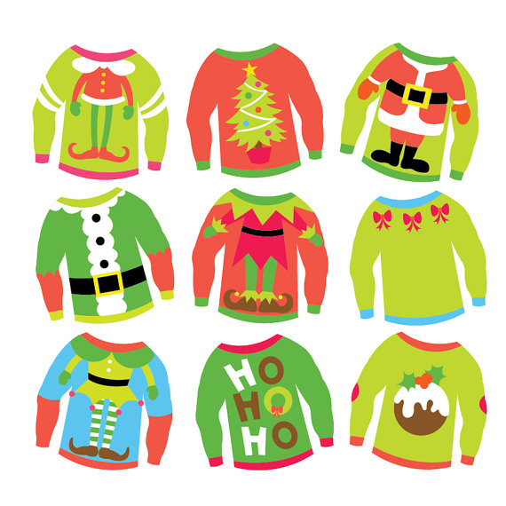 Christmas Ugly Sweaters   Clipart   Vector Set   Instant Download