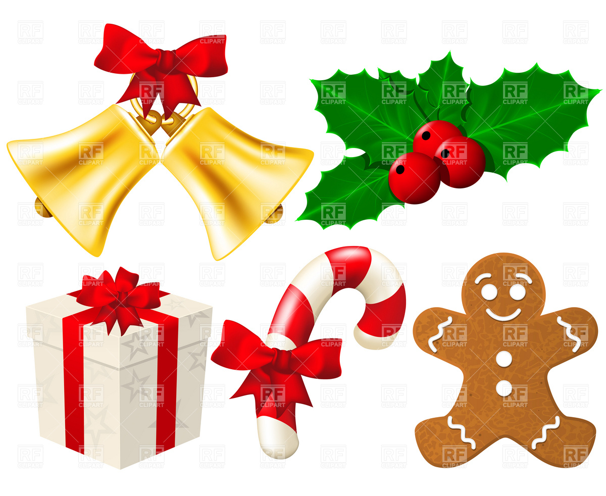 Set Of Christmas Decoration Bells Made With Gradient Mesh Download    