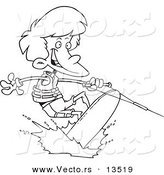 Vector Of A Cartoon Boy Wakeboarding   Coloring Page Outline By Ron