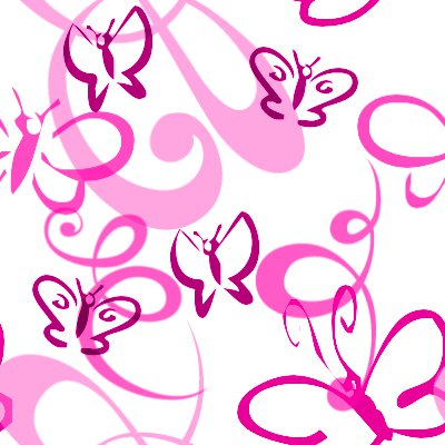 Butterflies And Swirls Seamless Background Pink Background Or