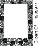 Clipart Of A Vintage Black And White Floral Poppy Page Border Royalty