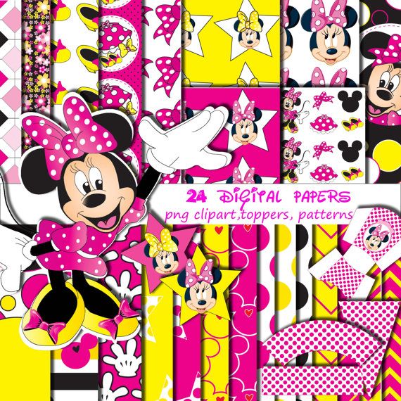 Minnie Mouse S Digital Papers Free Png Digital Clip Art Star Toppers