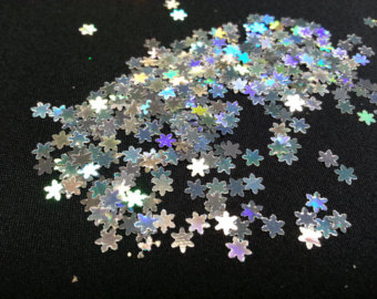 Solvent Resistant Glitter Shapes Sm All Silver Hologram Snowflakes    