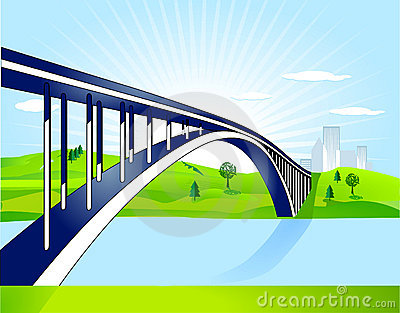 Bridge Over Water Large Bridge Vector