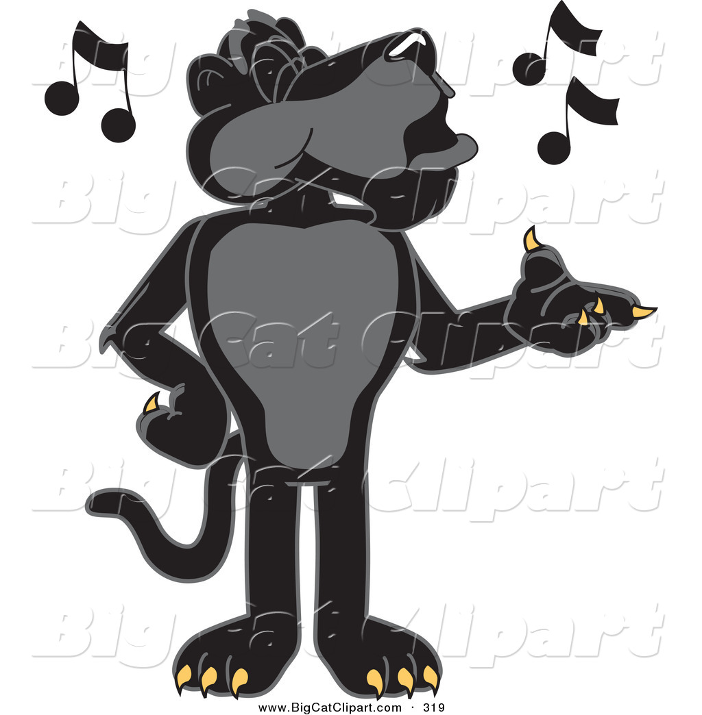 Cat Cartoon Vector Clipart Of A Happy Black Jaguar Mascot Character