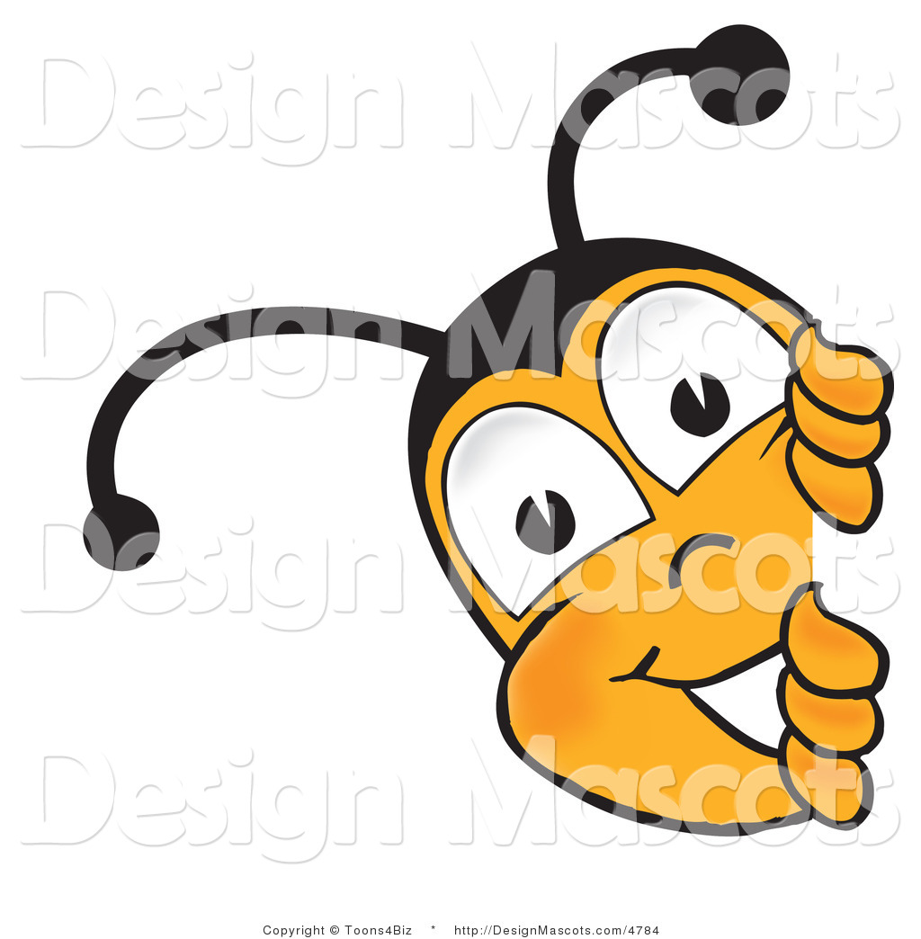 Clipart Of A Bee Mascot Cartoon Character Peeking   Royalty Free By