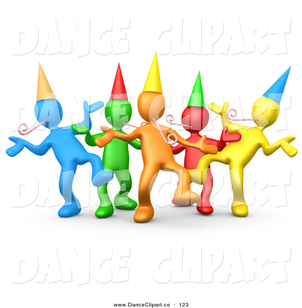 Diverse Group Of Colorful Happy People Wearing Party Hats And Blowing