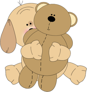 Puppy Hugging A Teddy Bear Clip Art Image   Cute Little Puppy With