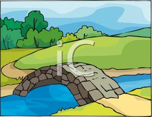 Stone Bridge Over A Creek   Royalty Free Clipart Picture