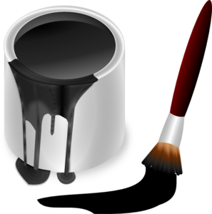 Black Paint Bucket With Paint Brush Clip Art At Clker Com   Vector    