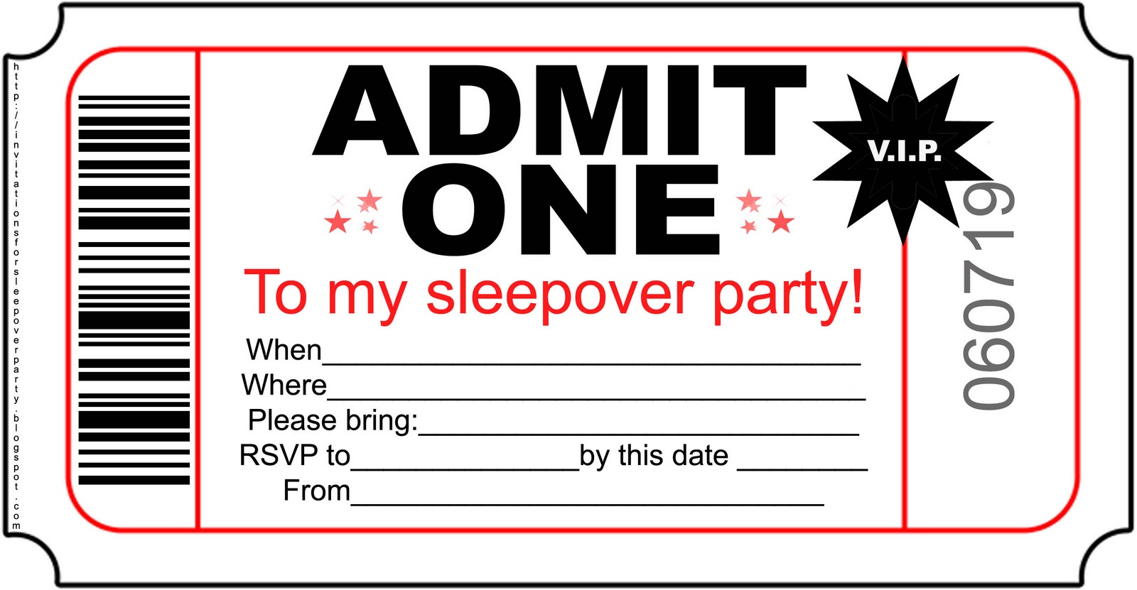 Free Boys Sleepover Party Invitations