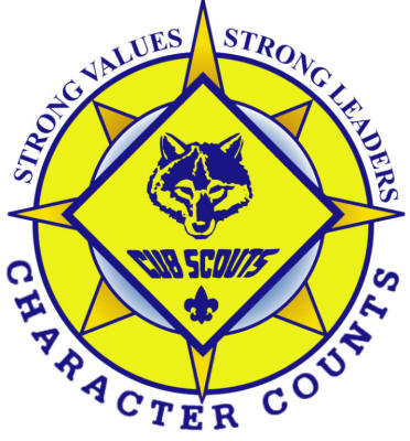 Logo Cub Scout Character Counts Logo   Grey W Blue Letters