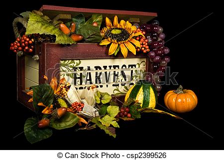 Stock Image Of Harvest Blessings   Harvest Box Overflowing With Autumn    