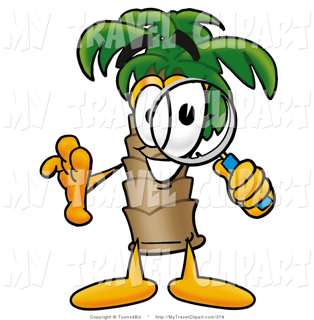Clipart Of A Curious Palm Tree Mascot Cartoon Character Looking