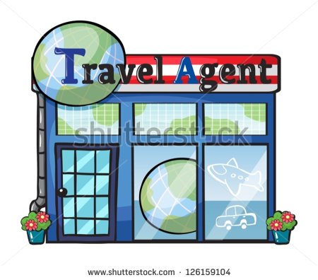 Illustration Of A Travel Agent Office On A White Background   Stock