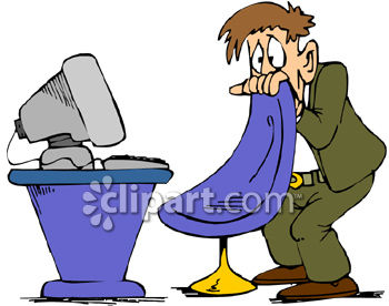 Man Scared Of His Computer Clipart   Royalty Free Clip Art Image