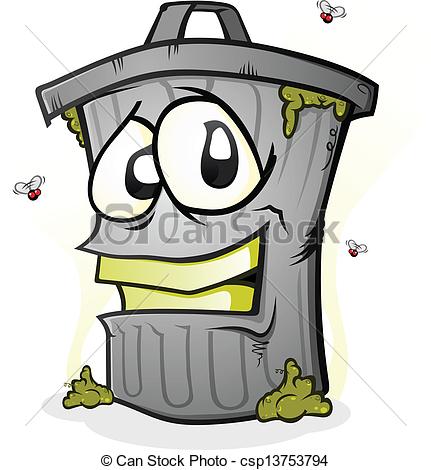 Eps Vectors Of Smiling Trash Can Cartoon Character   A Garbage Can