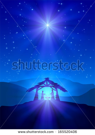 Christian Christmas Night With Shining Star And Jesus Illustration
