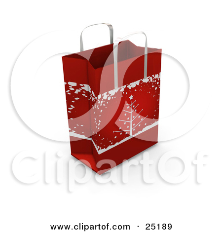 Clipart Illustration Of A Red Christmas Gift Bag With A Christmas Tree