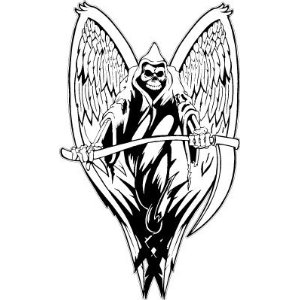 Grim Reaper Skull Devil Angel Wings Car Bumper Sticker