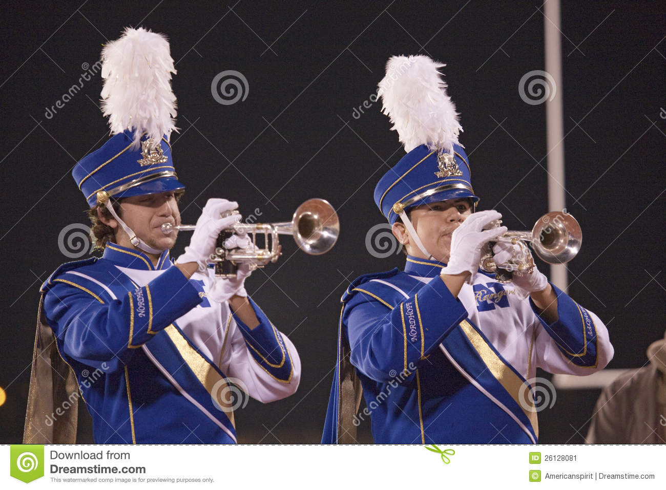 High School Marching Band Trumpet Players At Halftime Where Ojai    