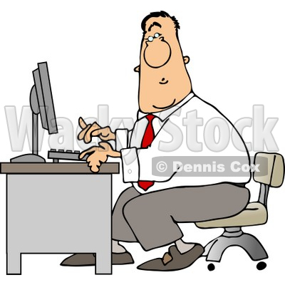 On A Computer Keyboard In His Office At Work Clipart   Djart  5252