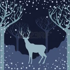 Window  22963857 Deer Silhouette In Winter Forest Jpg 450 450 Pixels