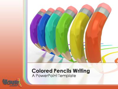 Colored Pencils Writing   A Powerpoint Template From Presentermedia
