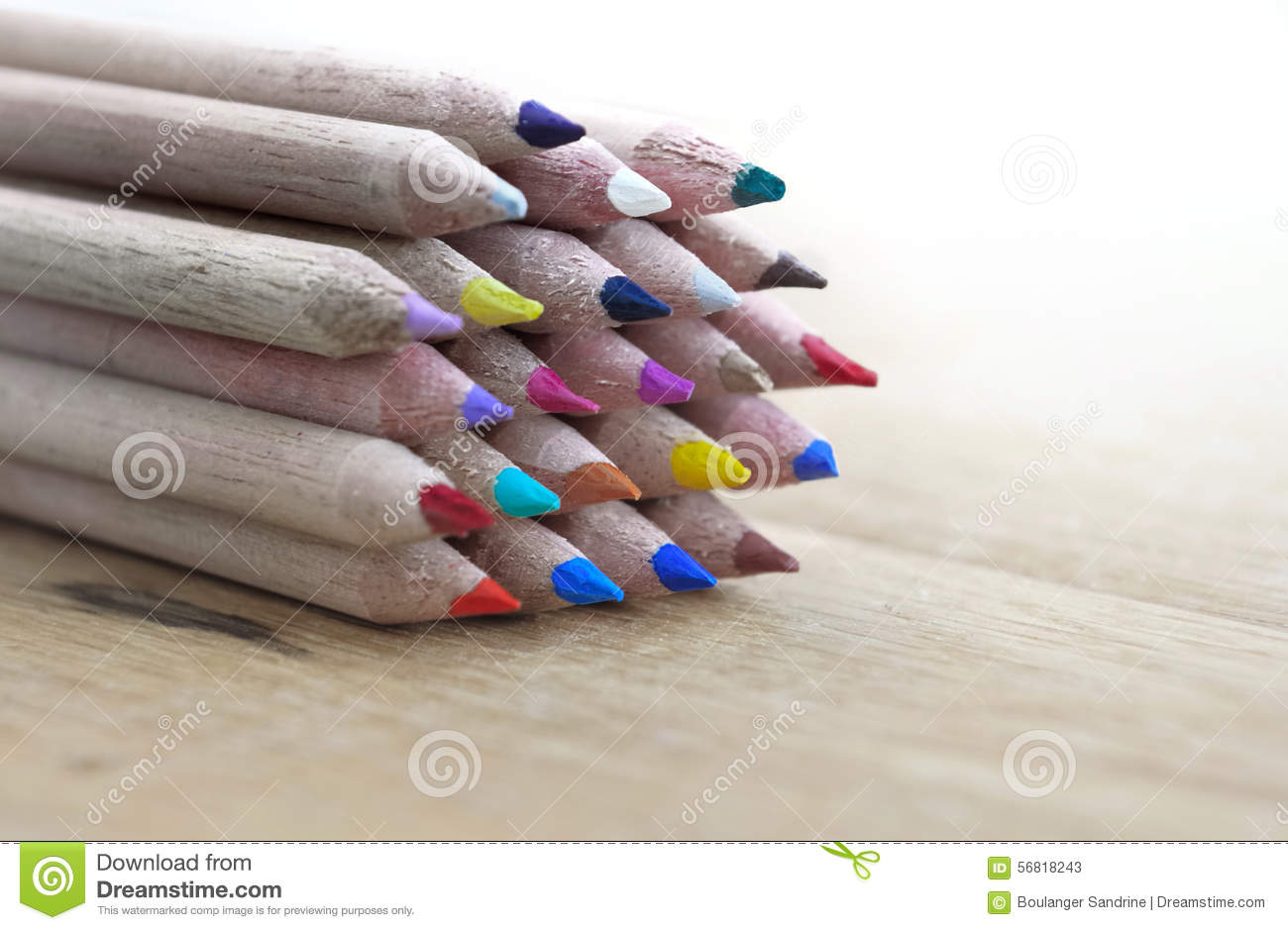 Colorful Lead Pencils On Wooden Background