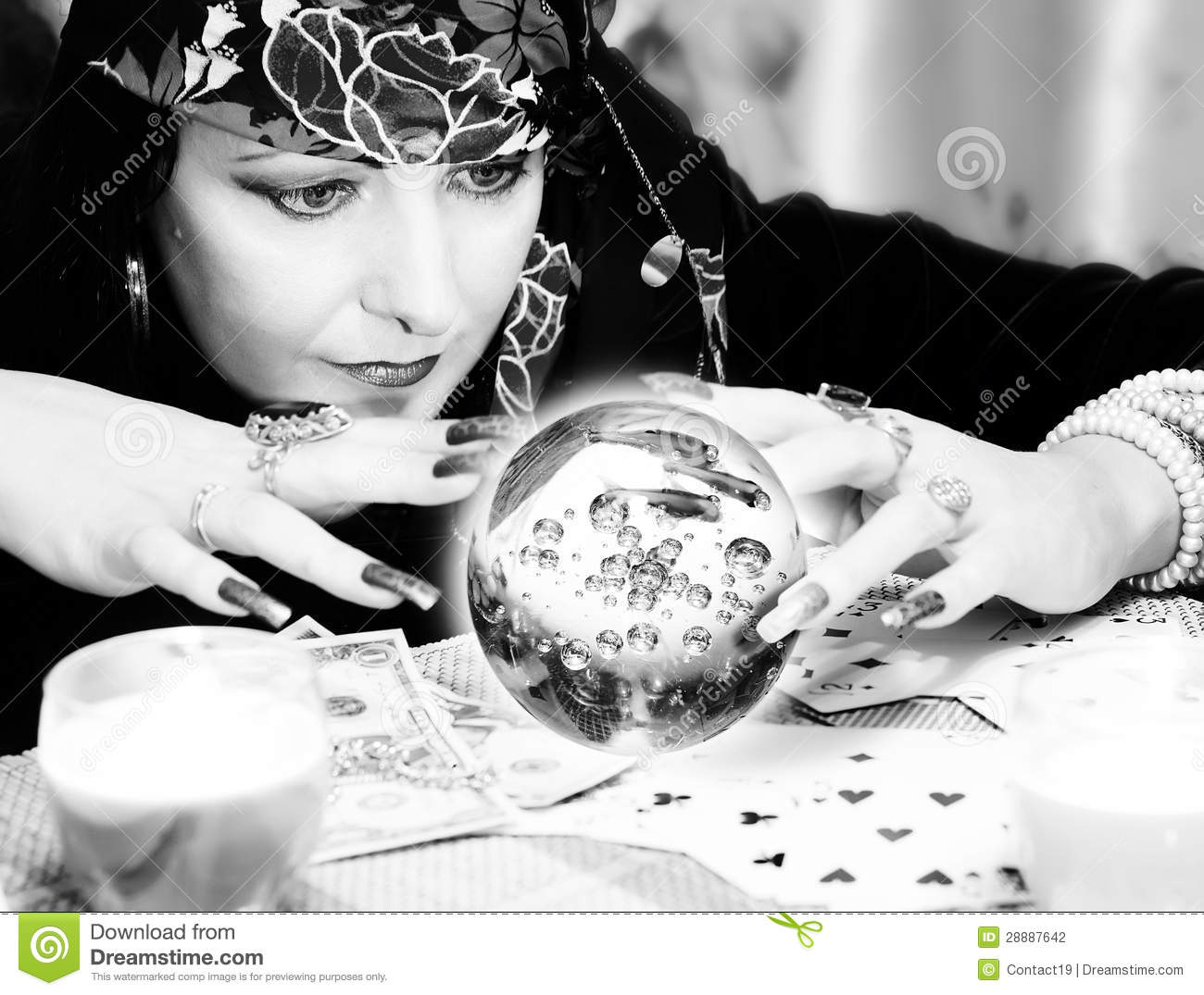 Black And White Portrait Of Fortune Teller Stock Photography   Image
