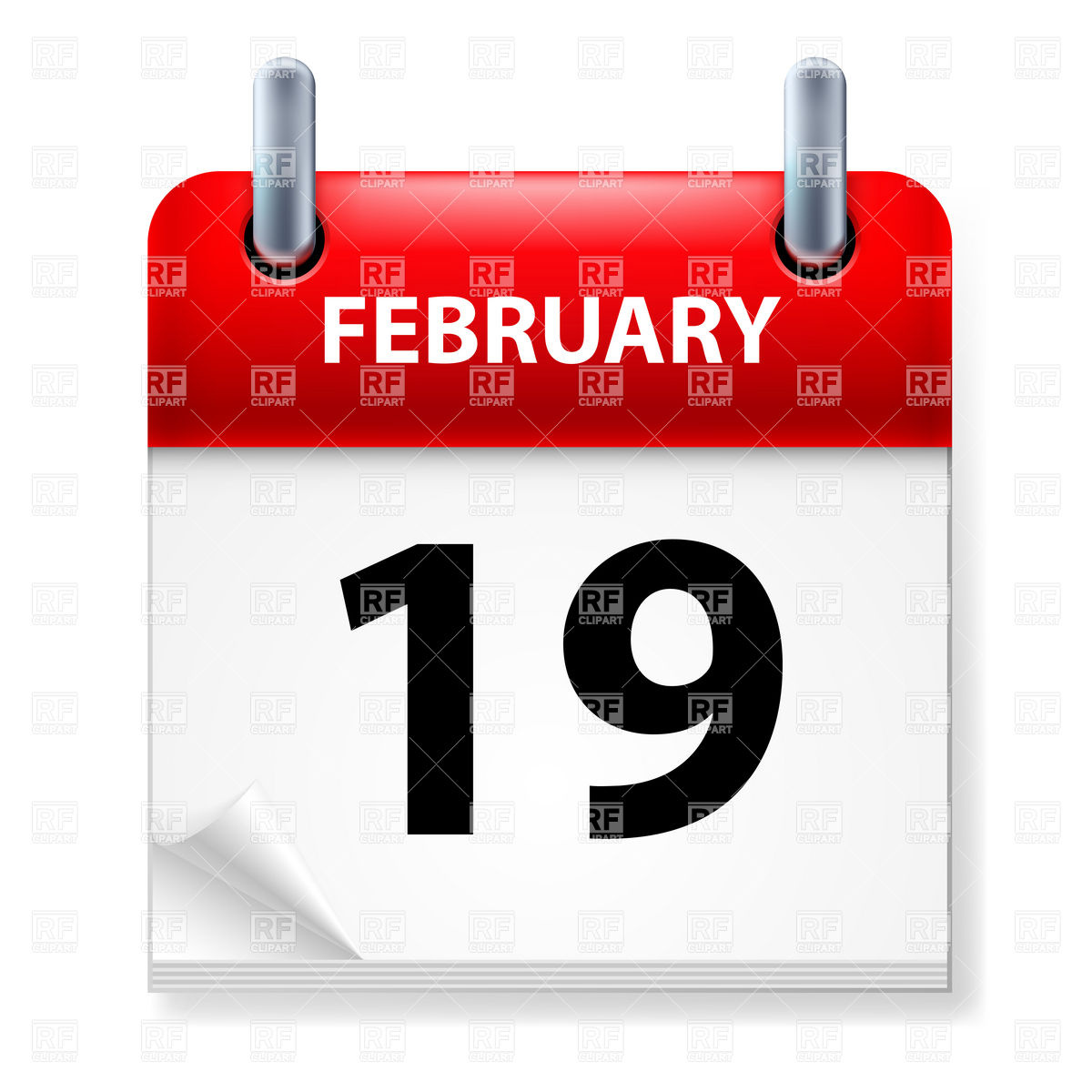 February 19   Calendar Icon Download Royalty Free Vector Clipart  Eps