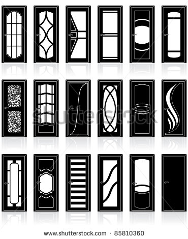 Vector Front Interior Cabinet And Office Doors Silhouettes Vector